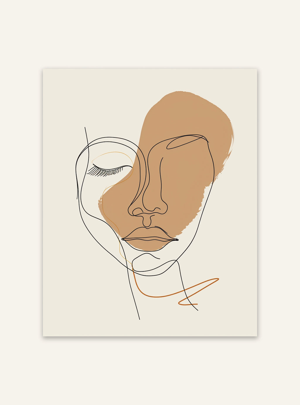 Abstrakt väggposter med ansiktslinjer från Nordanio, modern konst för hemmet.