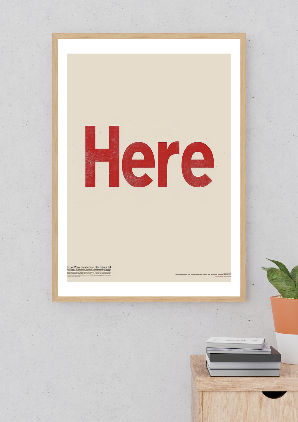 Här poster av Nordanio med konstnärlig aprikosfärgad typografi i modern design, inramad väggkonst.