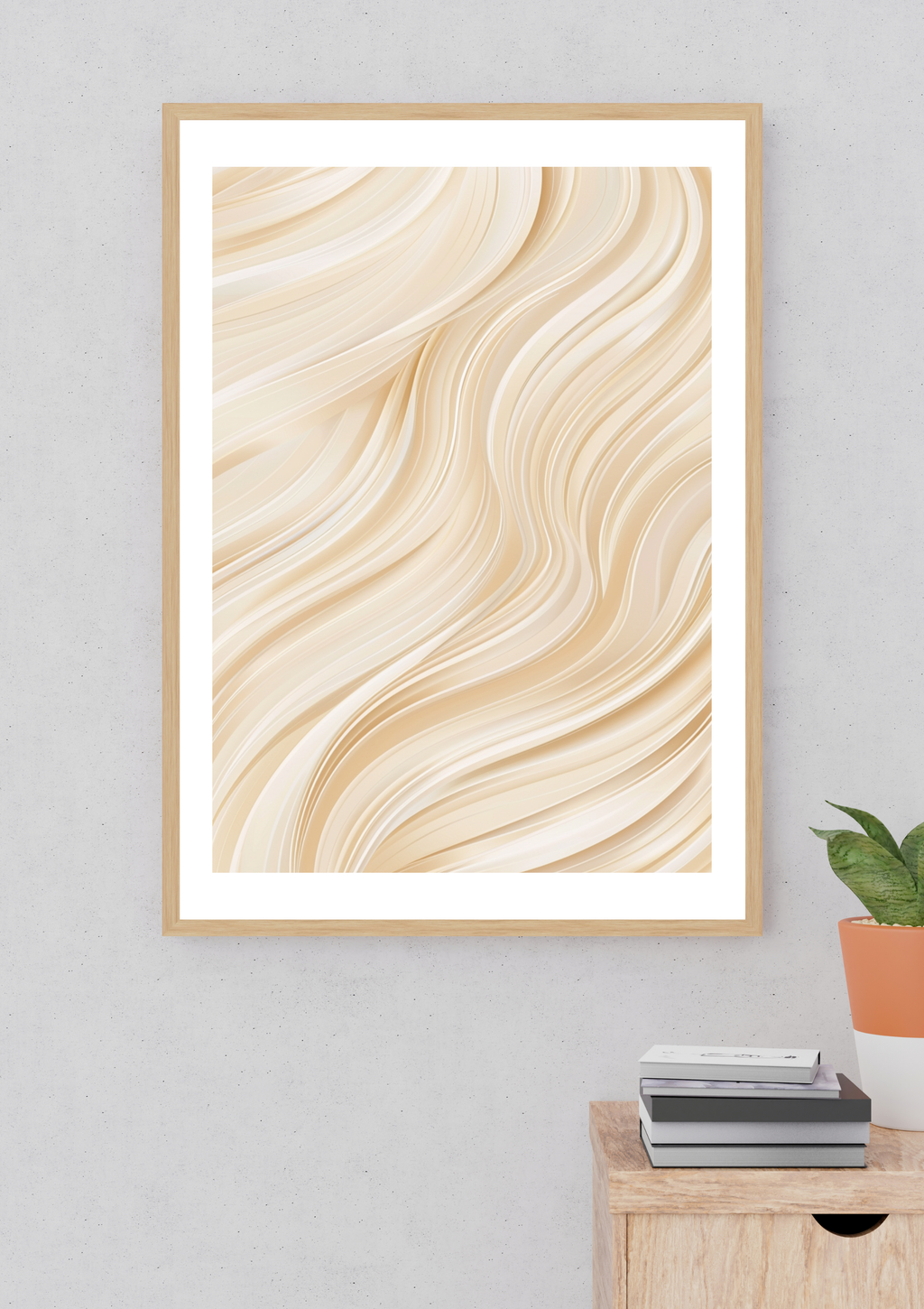 Abstrakt väggposter med aprikosfärgad konstnärlig penseldrag, från Nordanio, som visar en modern konstnärlig design.