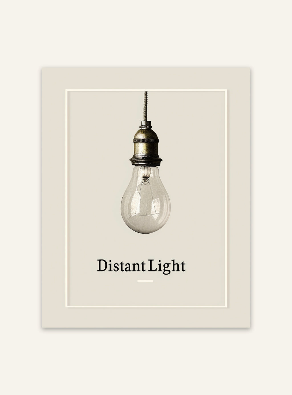 Typsnittsposter från Nordanio med texten "Distant Light" på en ljus bakgrund. Modern typografidesign för väggdekoration.