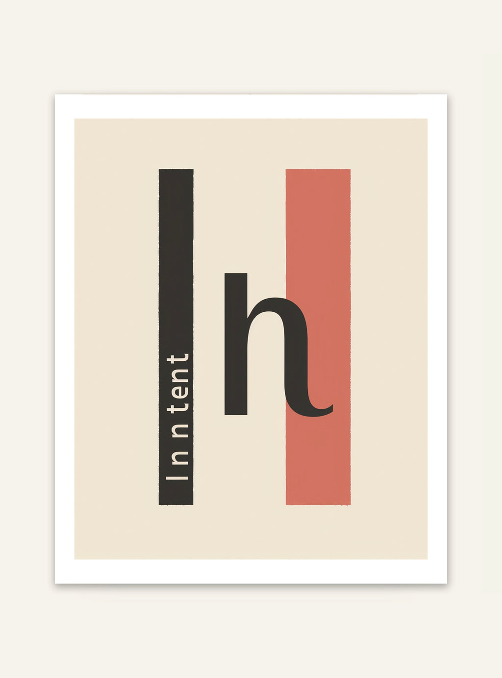 Typografisk poster avsikt från Nordanio, svart text på vit bakgrund, modern design för väggdekoration.