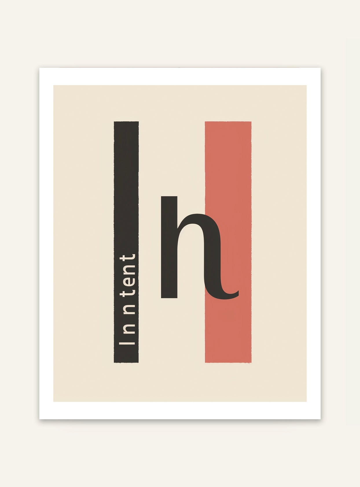 Typografisk poster avsikt från Nordanio, svart text på vit bakgrund, modern design för väggdekoration.