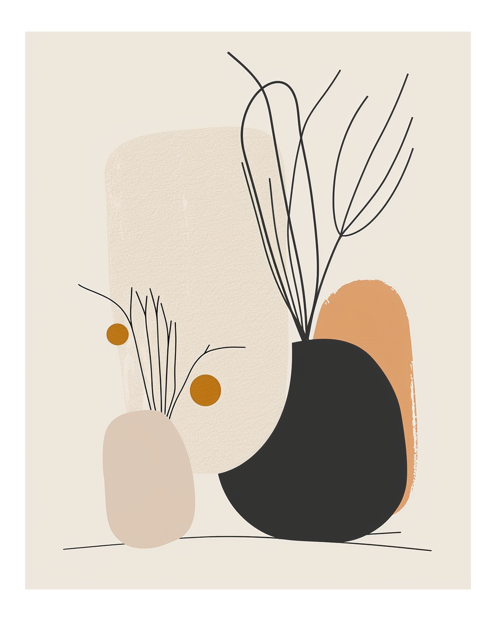 Organic Lines poster av Bappi Hossain, abstrakt väggkonst med organiska former i moderna färger, av Nordanio.