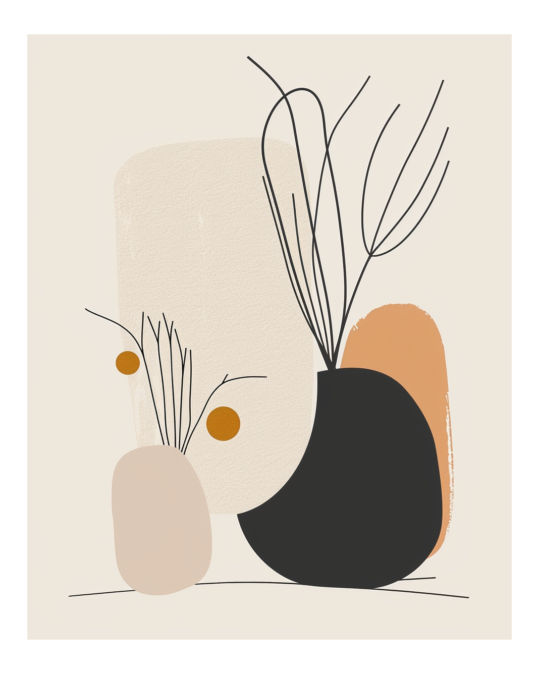 Organic Lines poster av Bappi Hossain, abstrakt väggkonst med organiska former i moderna färger, av Nordanio.