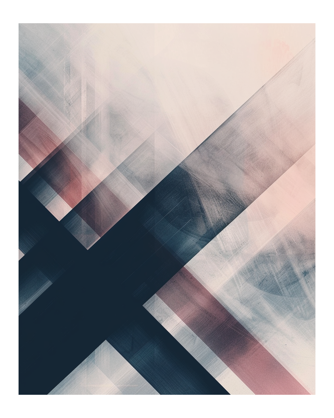 Abstrakt väggposter med diagonala former i dämpade toner från Nordanio, modern konst för inredning.