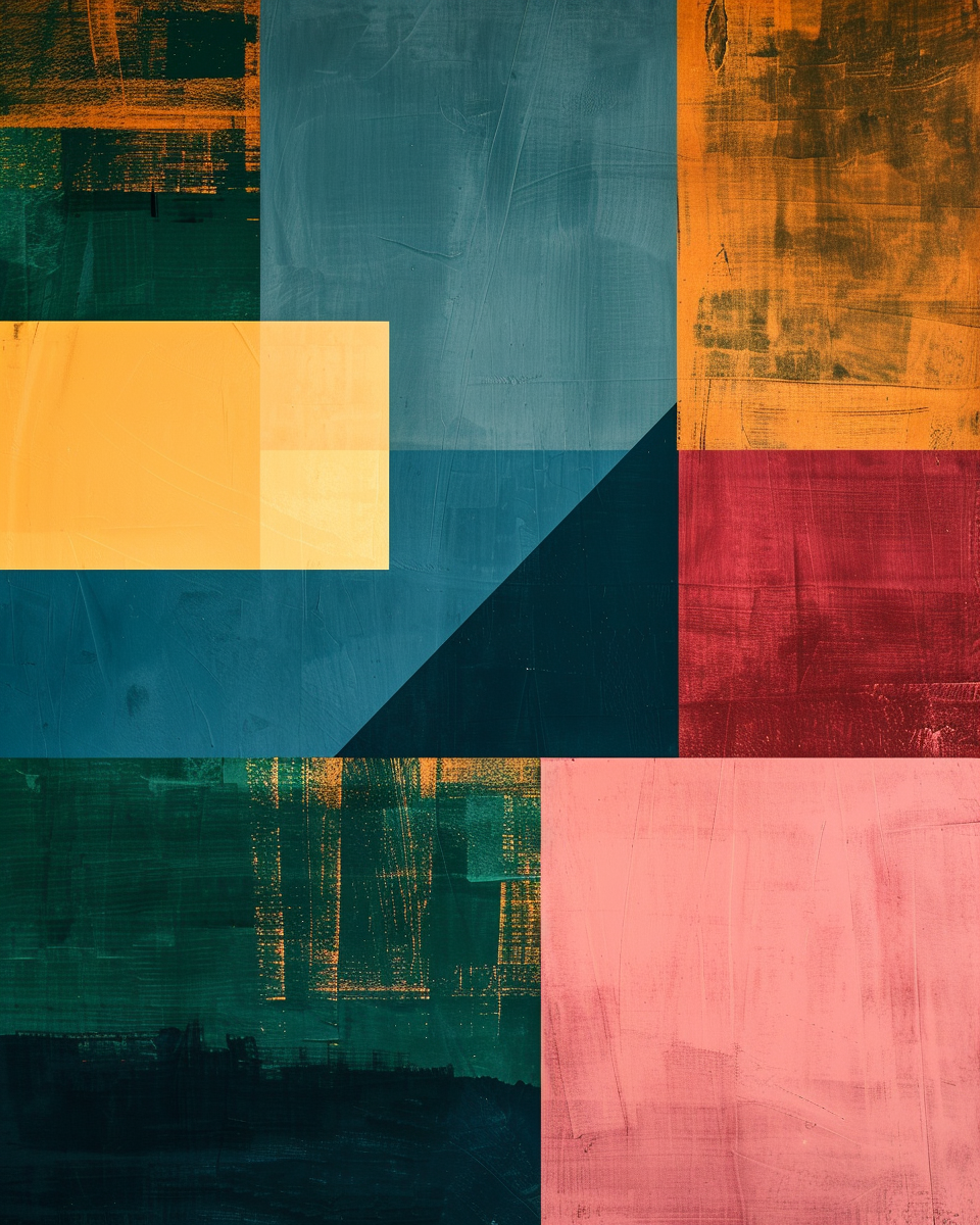 Abstrakt väggposter med färgblock och skarpa kanter i minimalistisk stil av Nordanio, konstnärligt designad väggdekoration