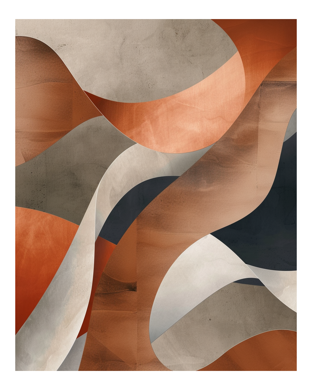 Abstrakt väggposter med texturerade former i dämpade toner av Nordanio, konstnärligt designat och visuellt tilltalande.