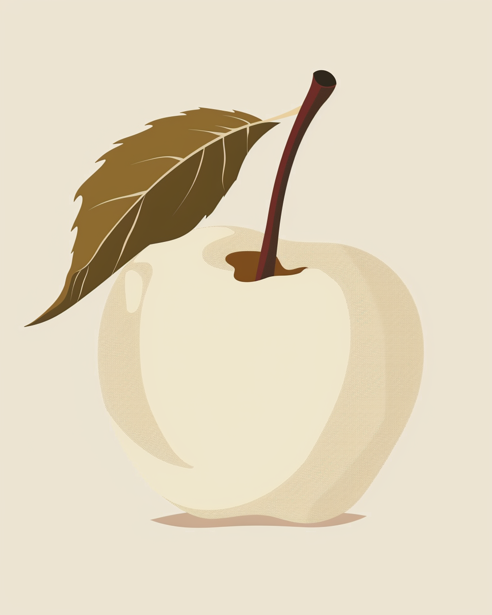 Minimalist äppleillustrationsposter av Nordanio med mjuka neutrala toner, perfekt för frukt- och väggdekoration.