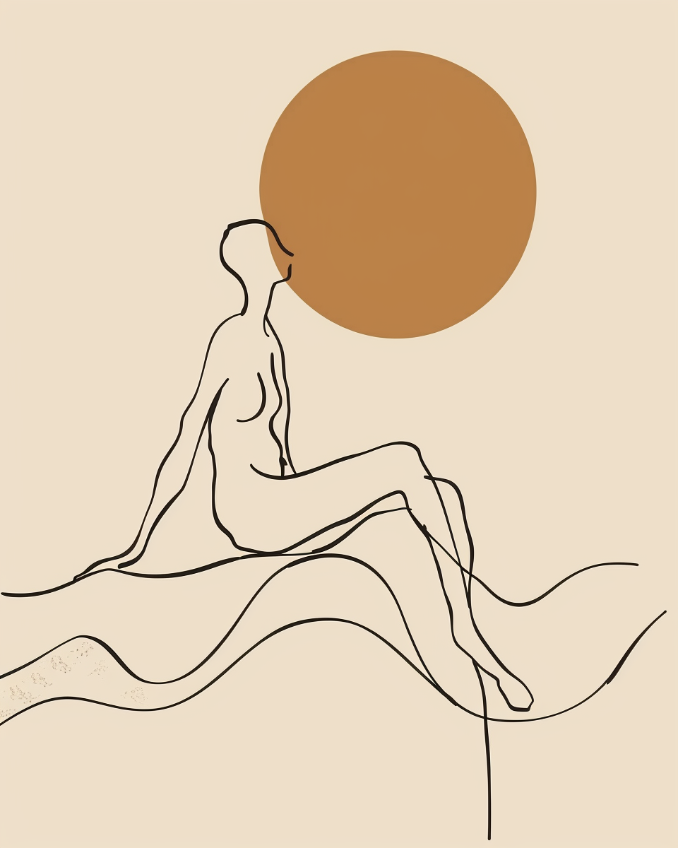 Abstrakt väggposter i linjekonst av Nordanio, minimalistisk konstnärlig illustration med enkla linjer på vit bakgrund.