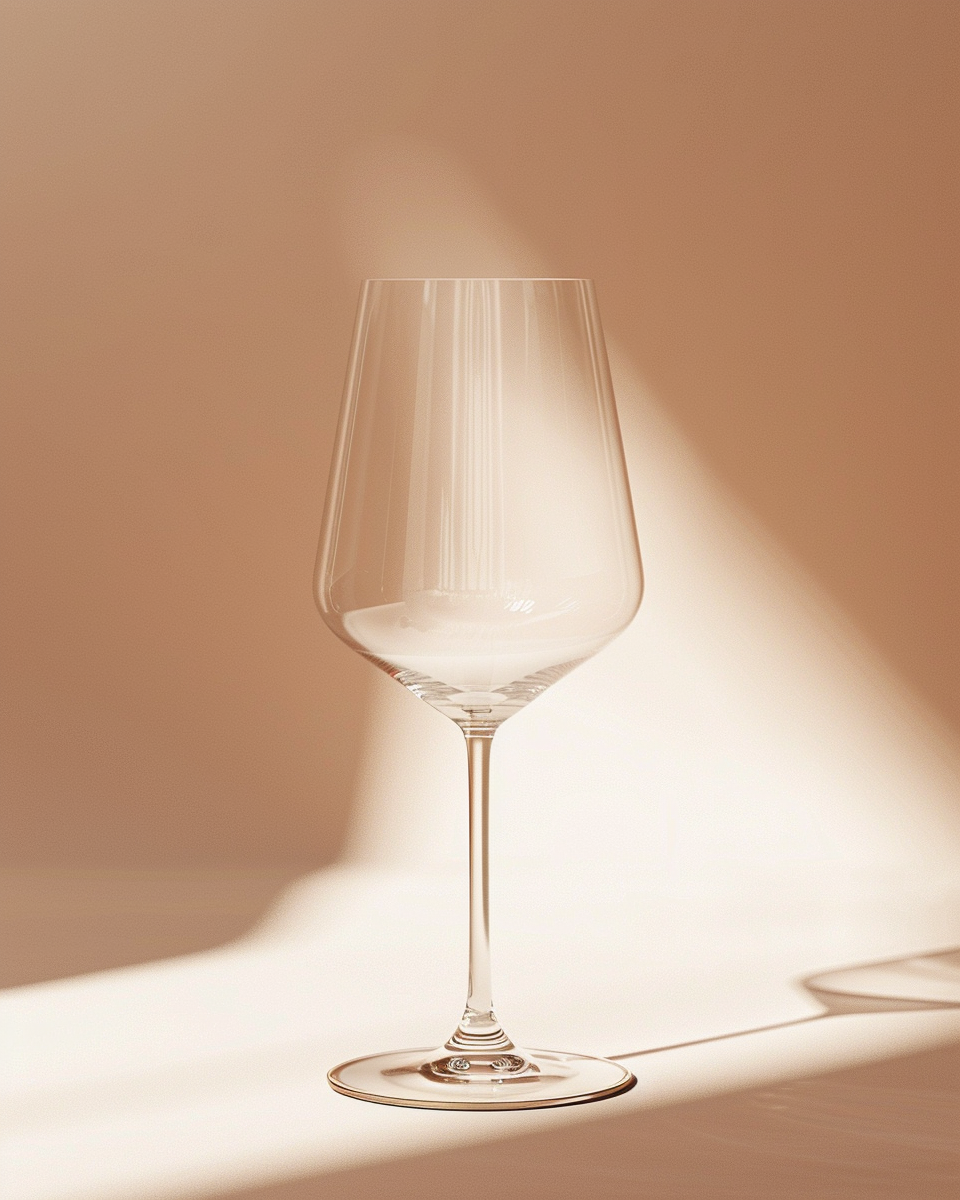 Vinprovningsglas skuggbild poster med fruktmotiv i dämpade toner från Nordanio, minimalistisk och stilren väggdekoration.