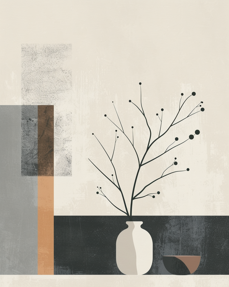 Abstrakt väggposter med geometriska block i olika färger och former från Nordanio, väggdekoration med modern design.