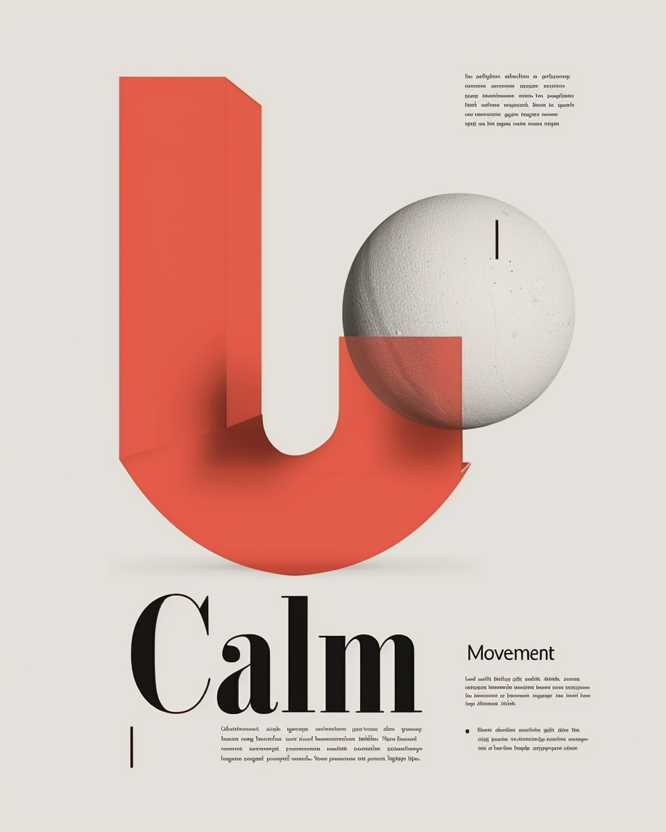Typografiposter från Nordanio med texten "Calm Movement" i modern stil och tydlig design.