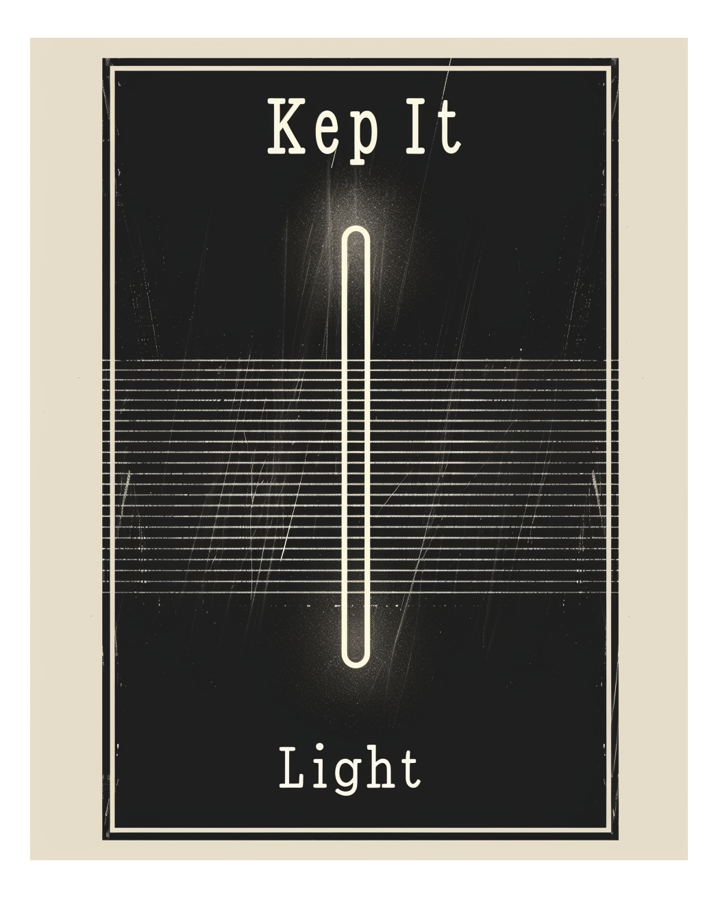 Typografiposter från Nordanio med texten "Keep It Light" i kreativ stil, blå bakgrund och modern design.