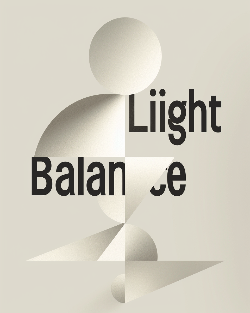 Typografiposter med texten "Light Balance" från Nordanio, svartvit design av Bappi Hossain.