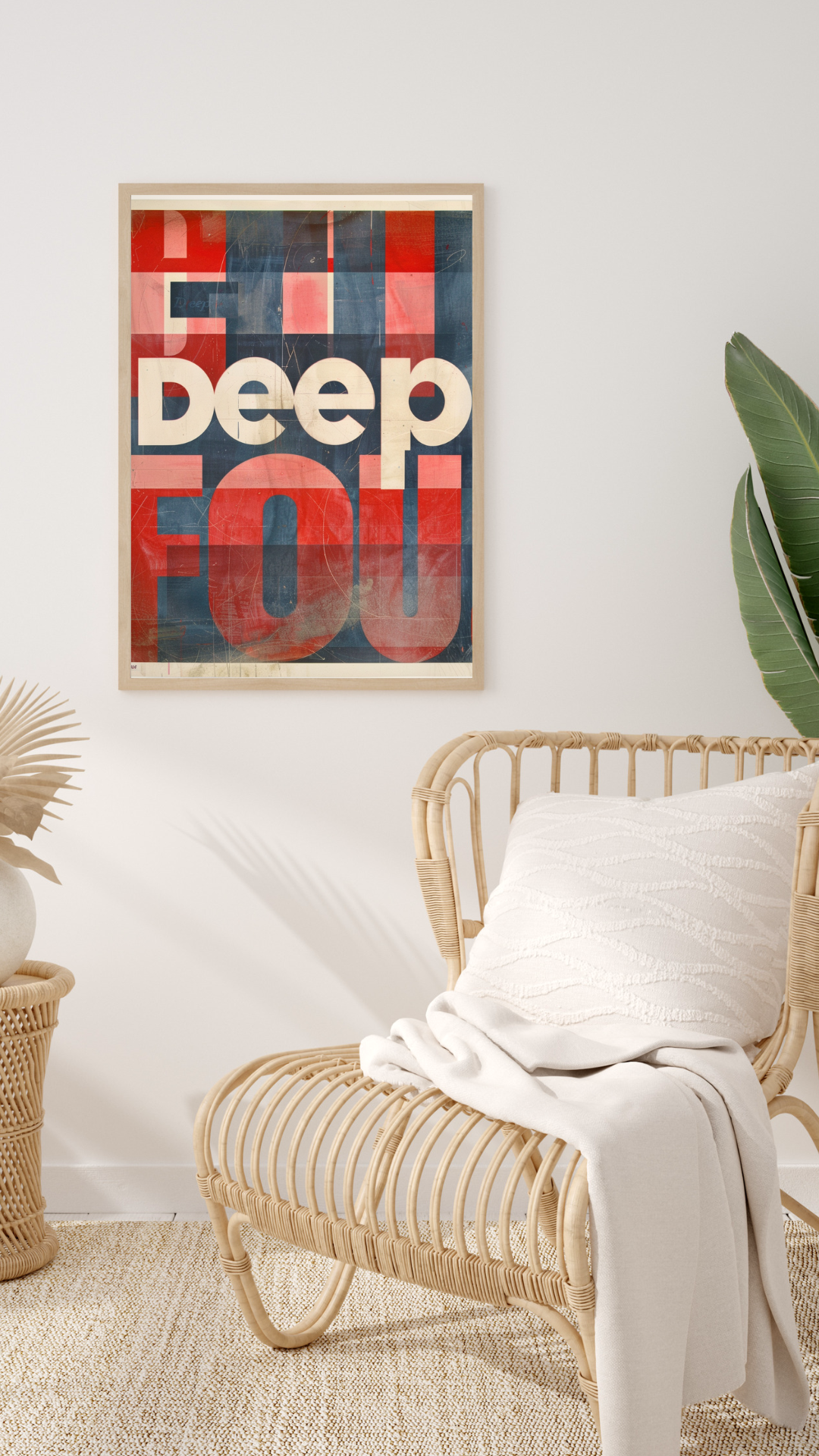 Beige bohemisk typografiposter för vardagsrum av Nordanio, modern konsttryck i ram.