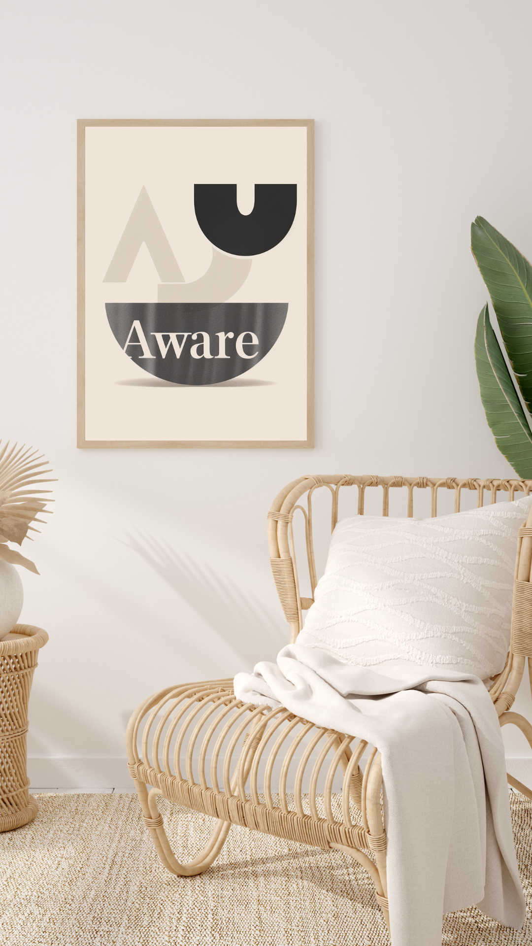 Beige typografiposter från Nordanio, modern boho-inspirerad konsttryck för vardagsrummet.