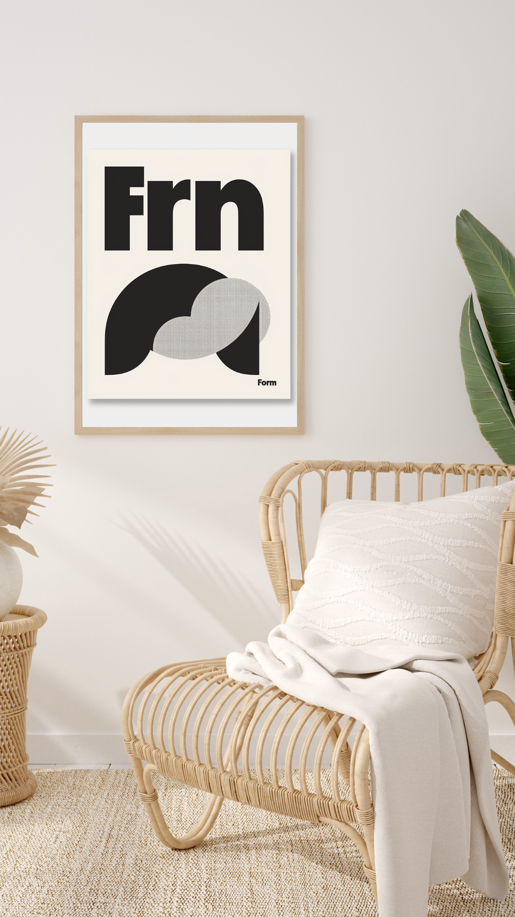 Beige bohemisk typografiposter från Nordanio, väggkonst för vardagsrum med modern design och inramning.