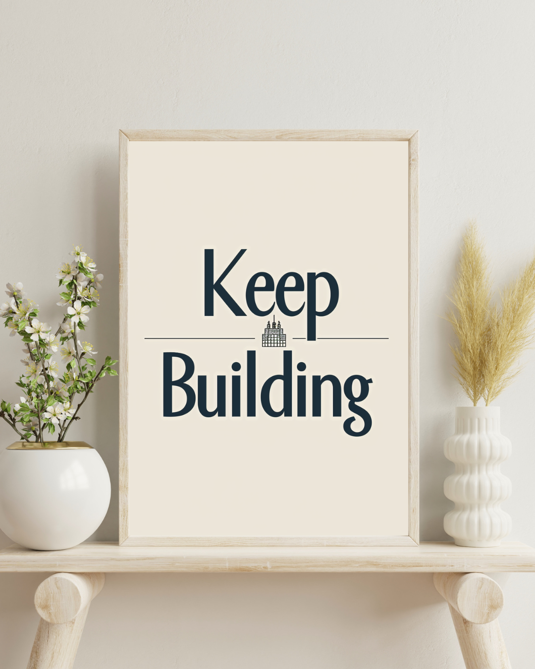 Beige typografiposter från Nordanio för minimalistisk vardagsrumvägg, inramad konstposter för modern inredning.