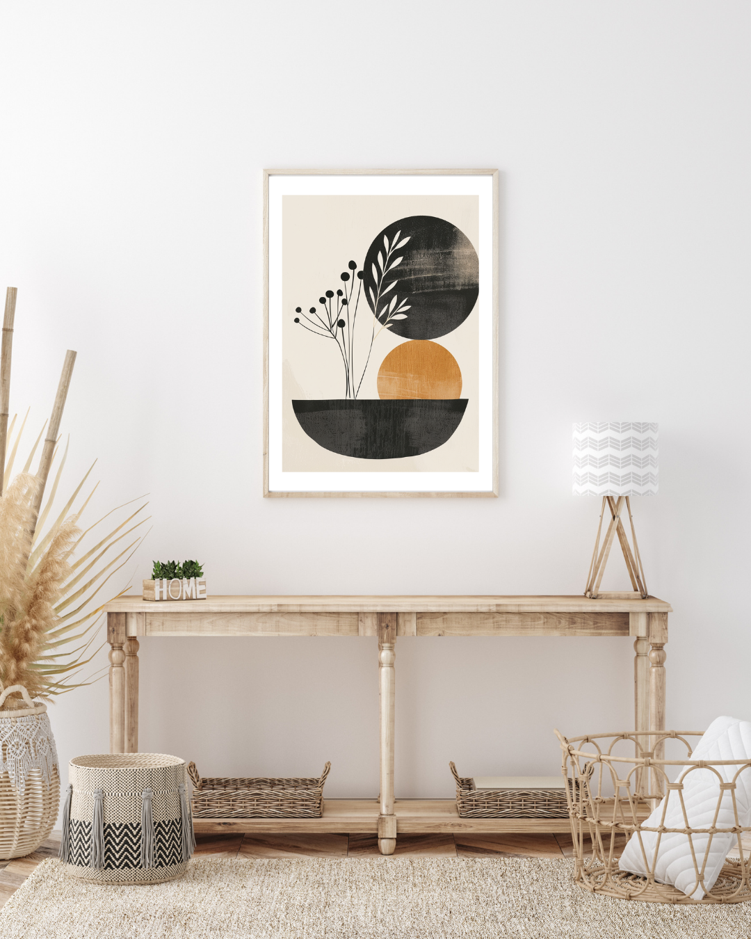 Beige abstrakt väggposter av Nordanio med texturerad boho-inspirerad design för modern heminredning.