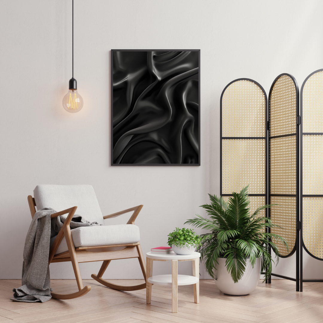 Beige och brunt minimalistiskt väggkonstposter med mörka vågor från Nordanio, perfekt för modern inredning.