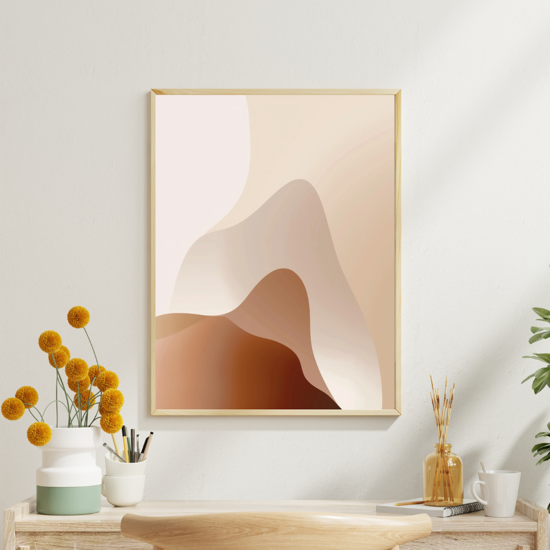 Beige gradient abstrakt väggposter från Nordanio, minimalistisk konst för modern inredning.