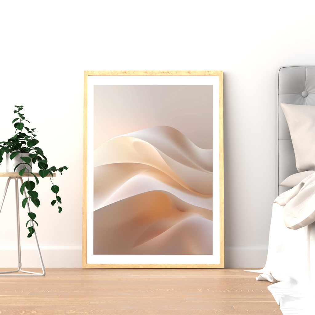 Beige abstrakt väggposter från Nordanio i minimalistisk design, passar perfekt för modern inredning.