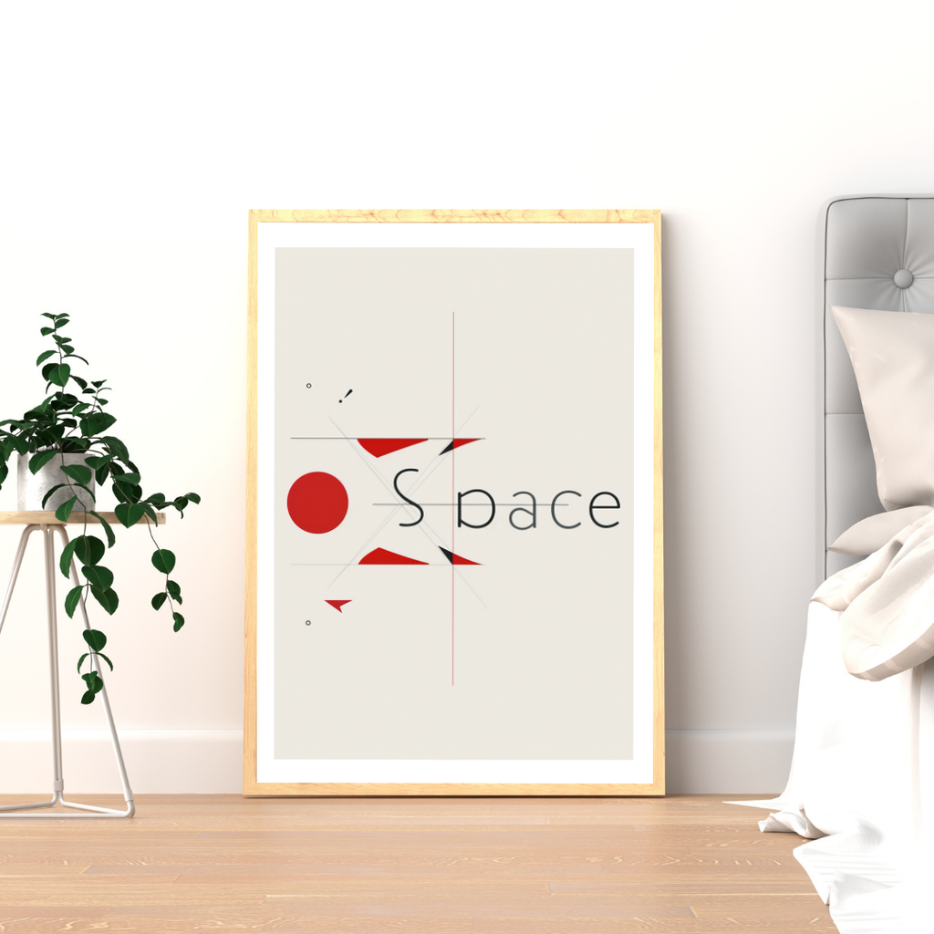 Beige minimalist typografiskt väggposter från Nordanio inramad som en modern dekor för vägg.