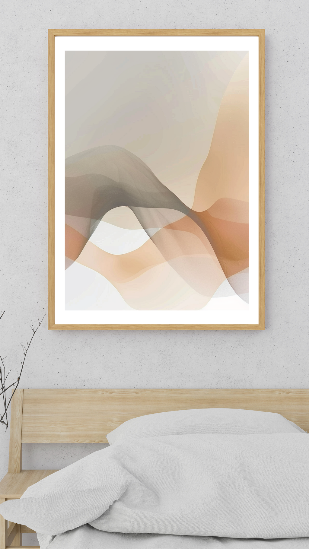 Beige färggradient poster av Nordanio med modern abstrakt design i minimalistisk ram på vägg.