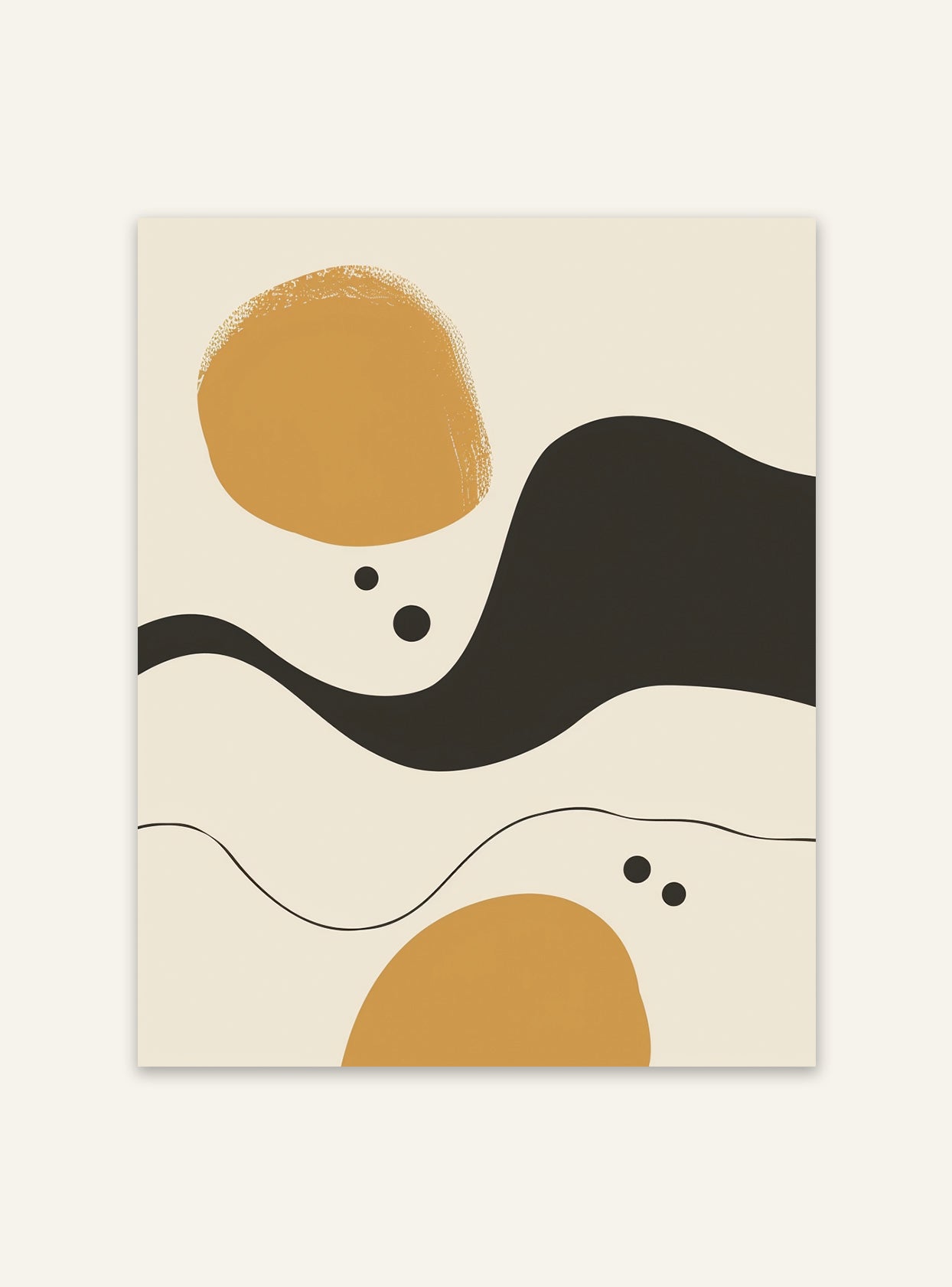 Beige och svart abstrakt väggposter av Nordanio med modern konstdesign, perfekt för inredning.