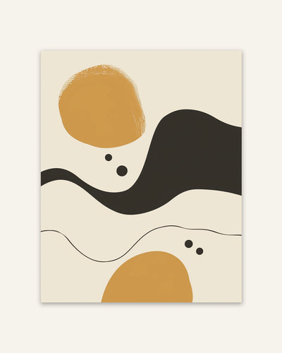 Beige Black Abstract Poster