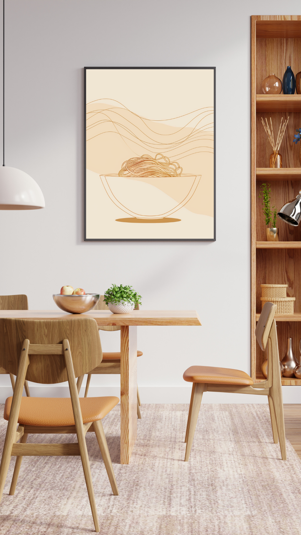 Broschyr för fruktposter med minimalistisk 3D-ram i brunt, design av Nordanio, visar en stilren fruktillustration.