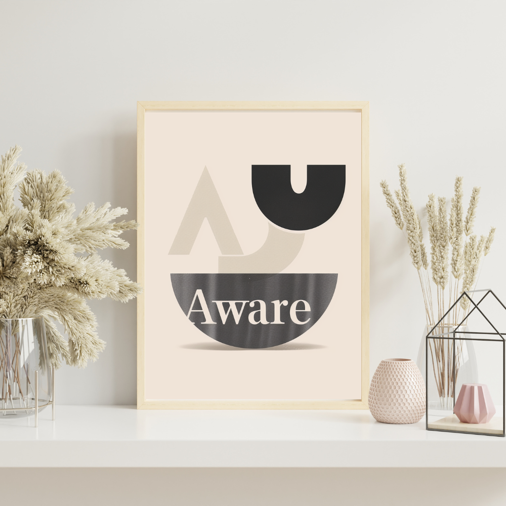 Brun minimalist typografisk affisch från Nordanio, visar modern design för väggdekor.