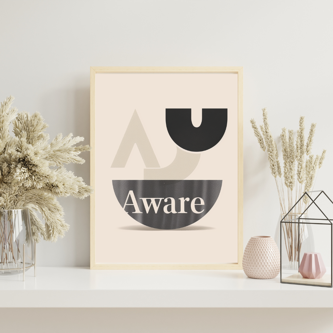 Brun minimalist typografisk affisch från Nordanio, visar modern design för väggdekor.