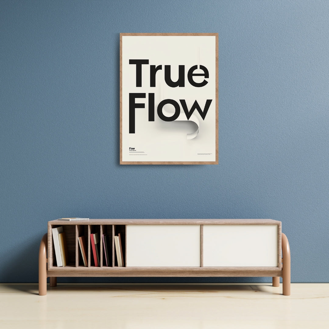 Brunt och blått minimalistiskt typografiposter av Nordanio, konstnärlig design för väggdekoration.