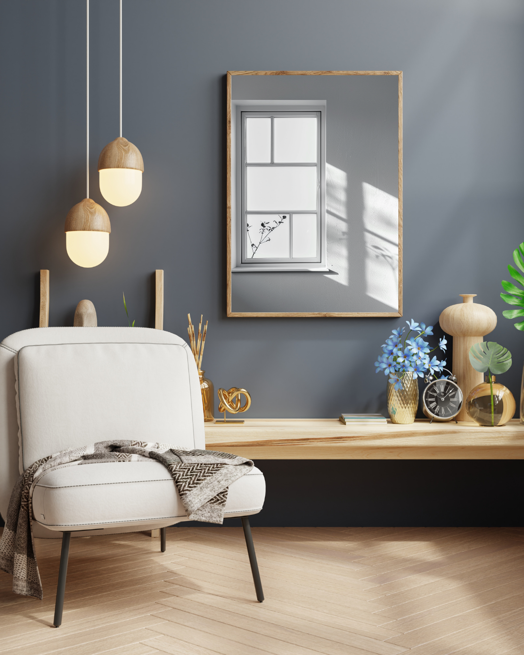 Svartvitt fönsterljusposter av Nordanio i minimalistisk design, visar ett fönster med ljus som lyser in i rummet.