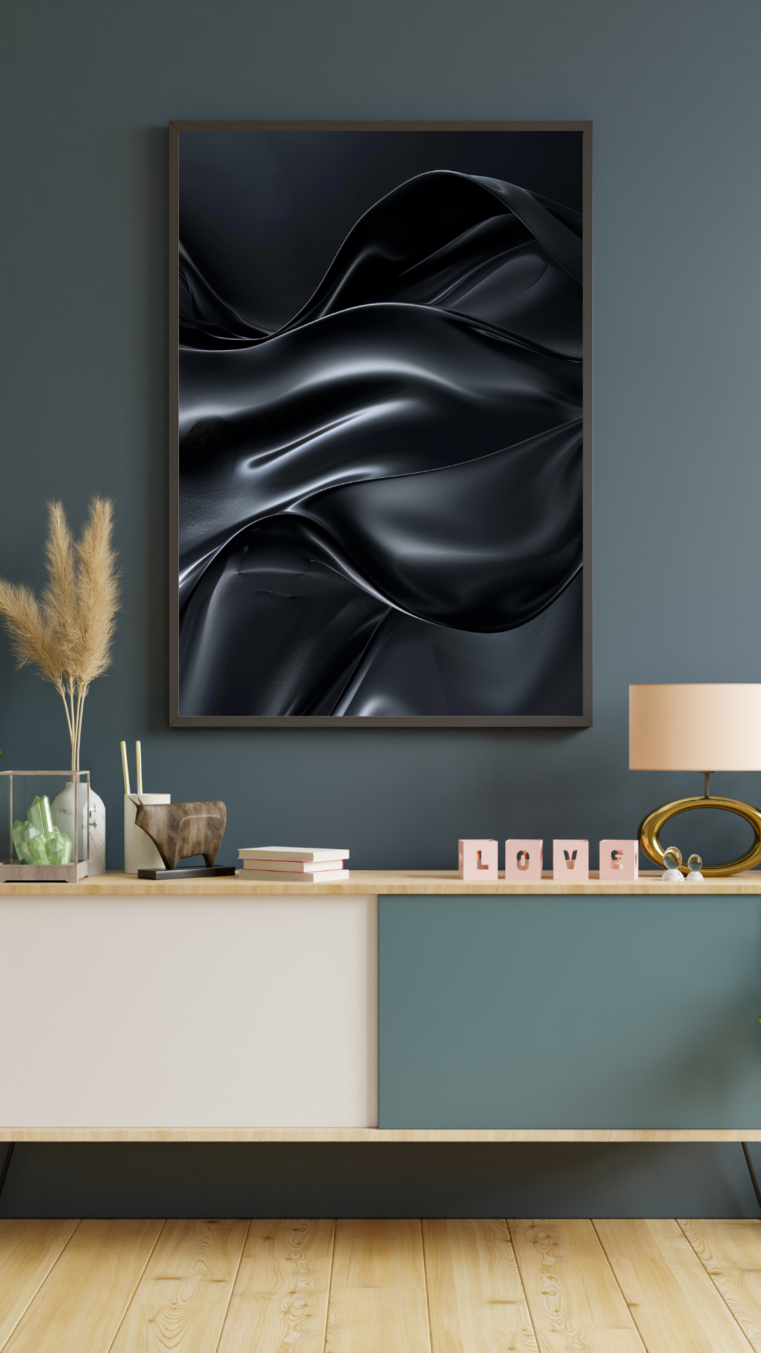 Brun och grön minimalistisk mörk konstposter från Nordanio, väggdekoration i modern design.