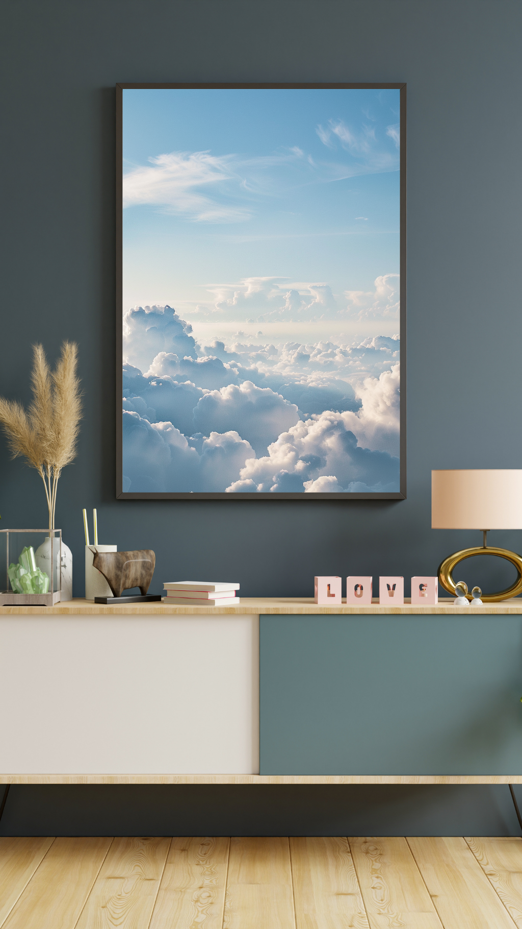 Naturposter av Horizon Sky från Nordanio med minimalistiskt design i brunt och grönt för väggdekor.