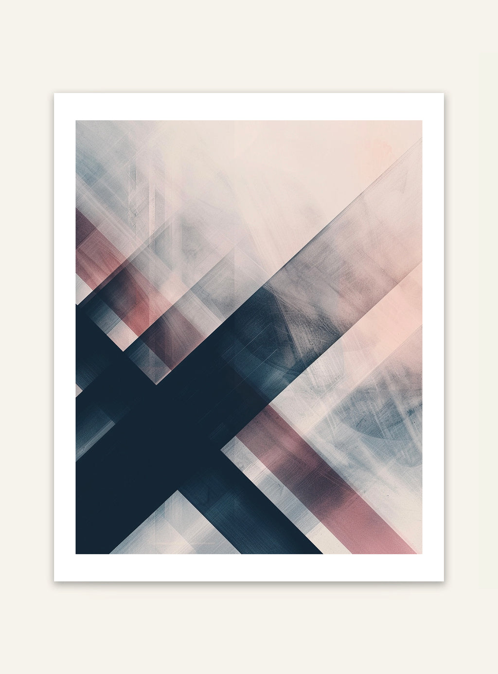 Abstrakt väggposter med diagonala former av Nordanio, modern konst för inredning.