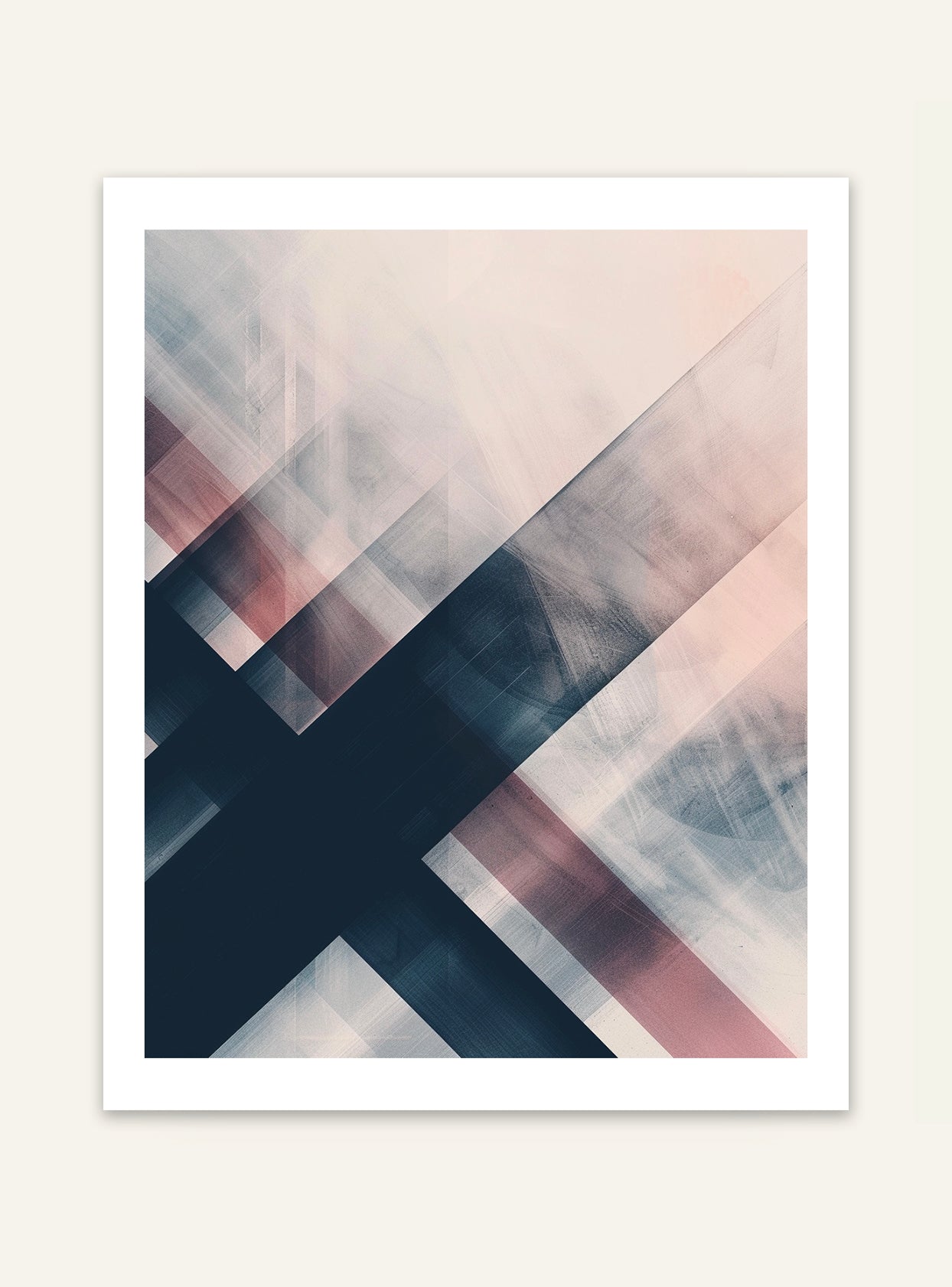 Abstrakt väggposter med diagonala former av Nordanio, modern konst för inredning.