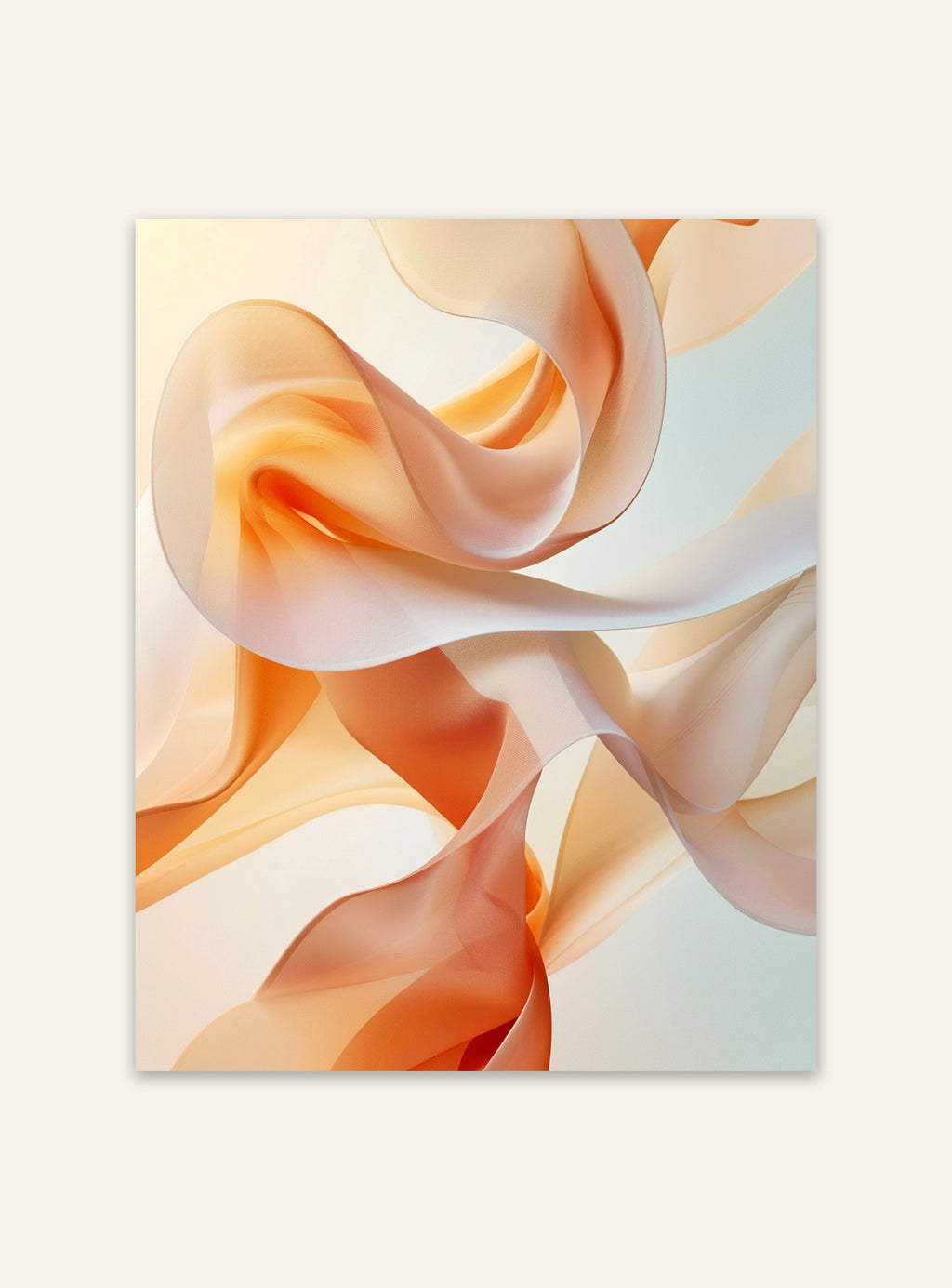 Abstrakt flytande bandposter från Nordanio som hänger på en vägg, med mjuka färgövergångar och modern design.