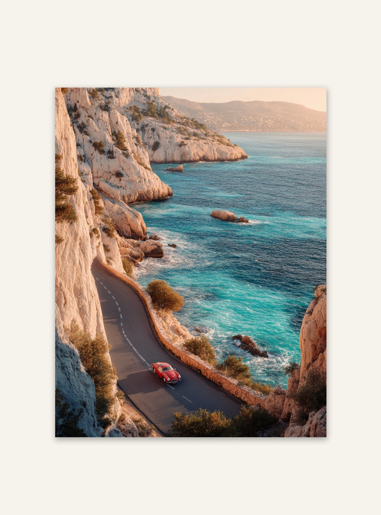 Nordanio French Riviera-matta med blå och beige mönster, perfekt för vardagsrum eller sovrum.