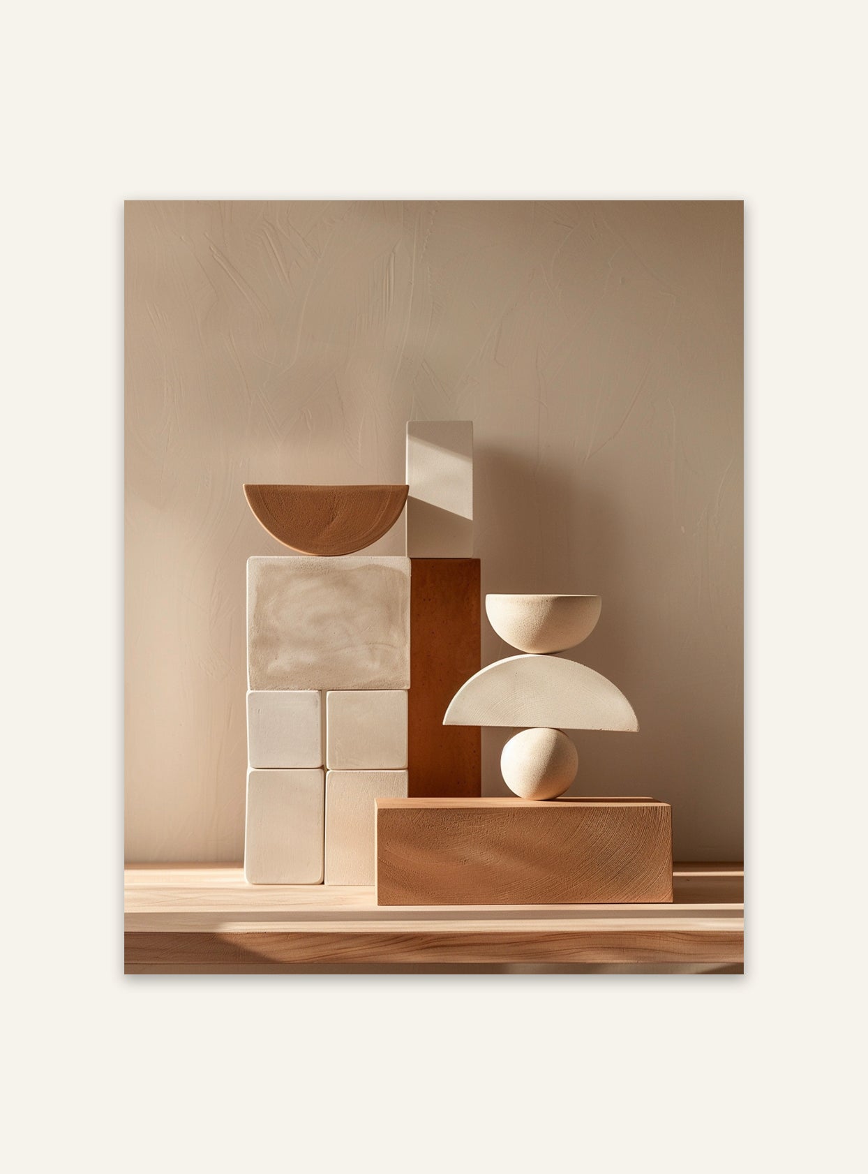 Abstrakt väggposter med geometriska block i olika färger från Nordanio, perfekt för modern inredning.