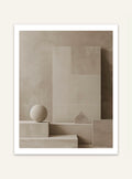 Abstrakt väggposter med geometriska block i olika färger, Nordanio, för modern inredning och konst på väggen.