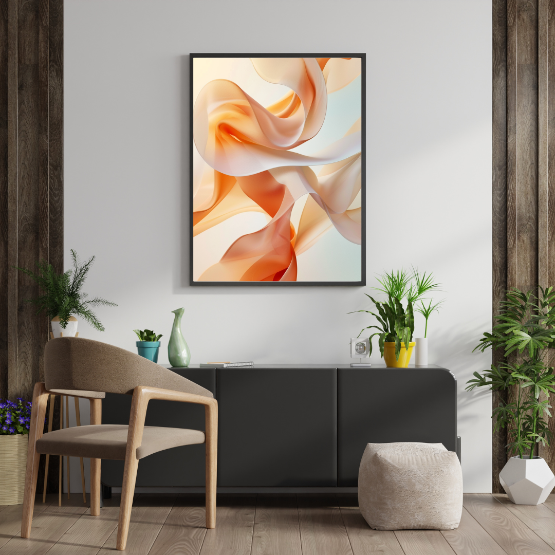 Flytande band poster av Nordanio, abstrakt väggkonst i grå nyanser, modern konst för väggdekor.