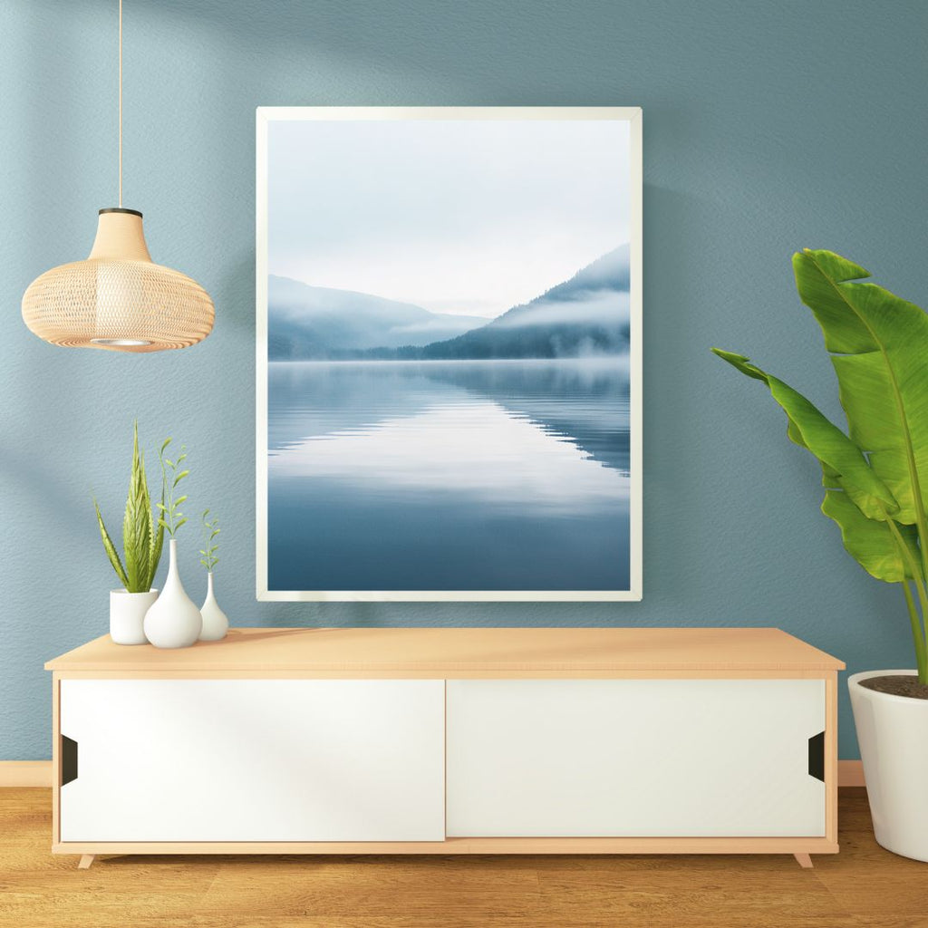 Grönt naturposter från Nordanio med morgonskymning, väggkonst för modern inredning.
