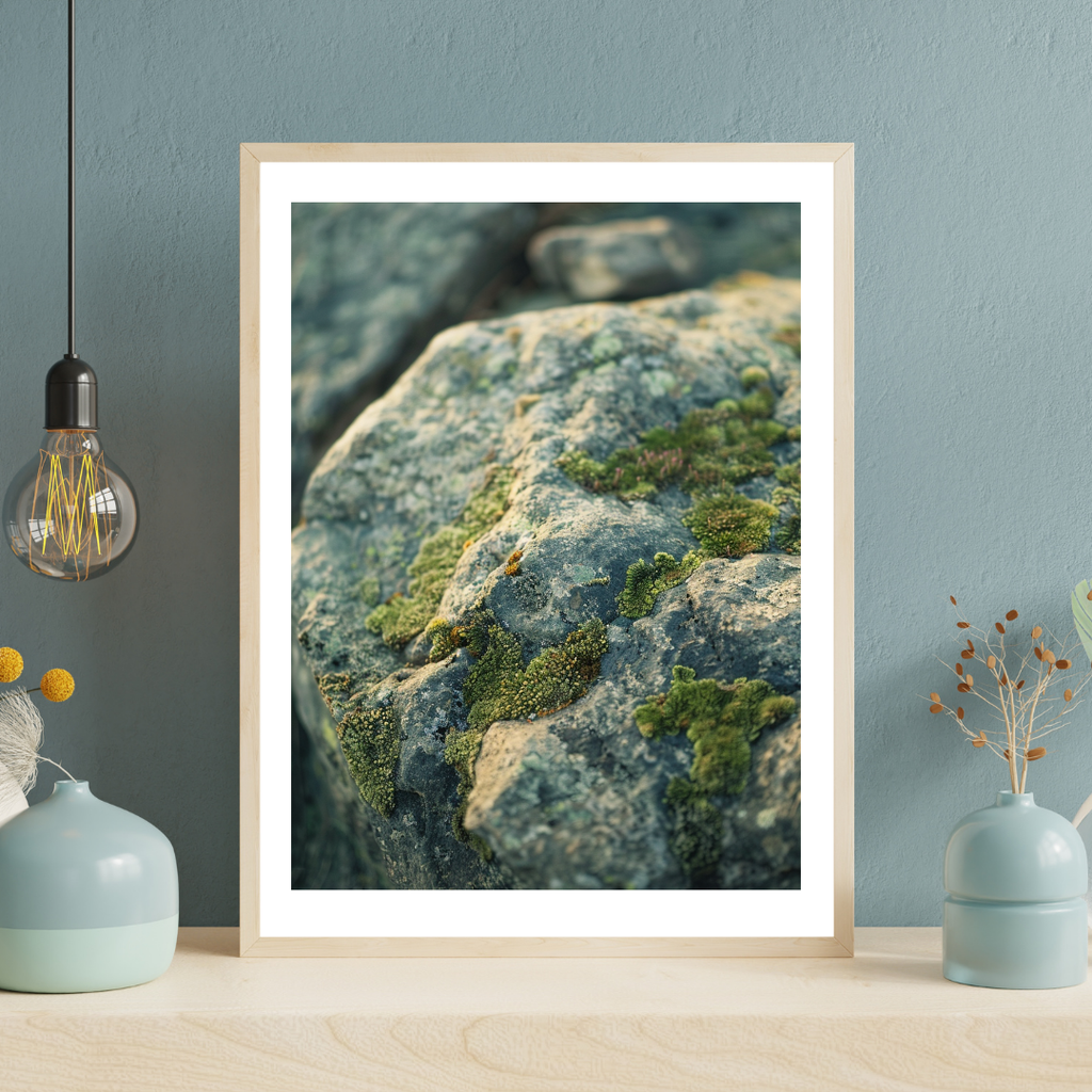 Nordanio naturposter med grönt mossa- och watercolordesign, väggkonst för inomhusbruk och naturlig inredning.