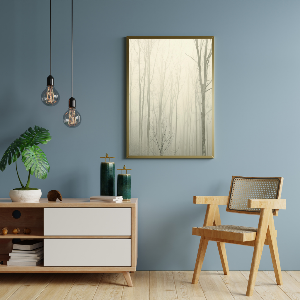 Grön och brun naturposter med trädmotiv i modern 3D-illustration för väggdekoration av Nordanio.