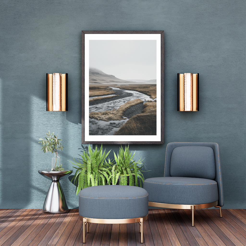 Grön och marinblå naturposter av Nordanio med minimalistisk ram, perfekt för väggdekoration.