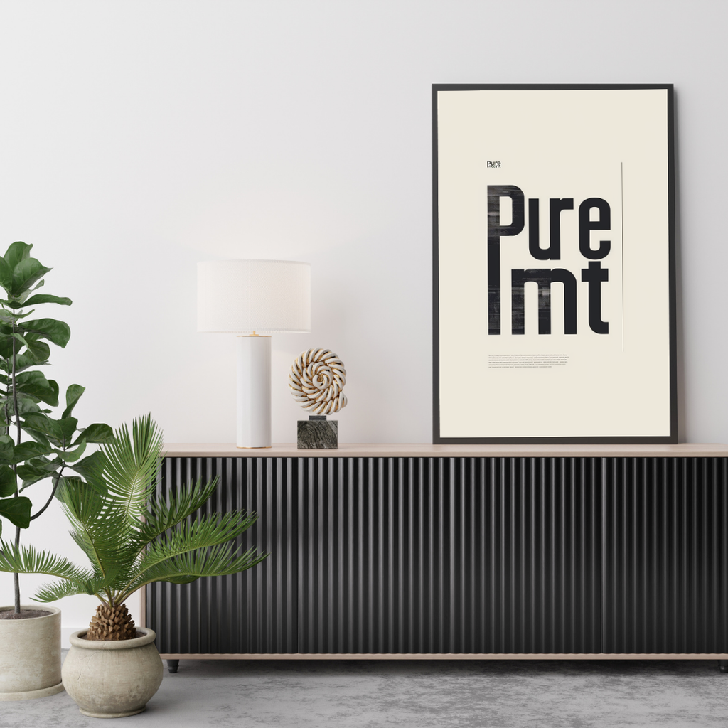 Grön och rosa minimalistisk typografiväggposter av Nordanio i 3D-design, perfekt för modern inredning.