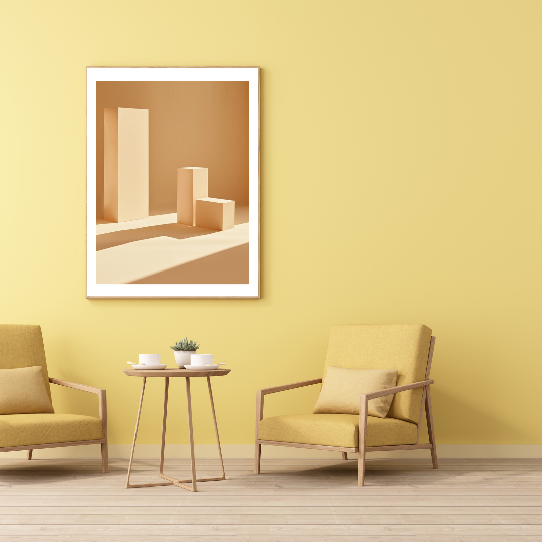 Abstrakt väggposter från Nordanio i vertikal format med gråa 3D-inramade detaljer, perfekt för modern inredning.